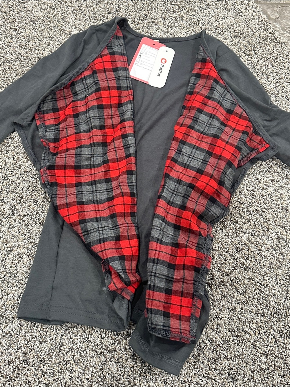 NWT Toddler girl PatPat Gray Cardigan with Red Accent